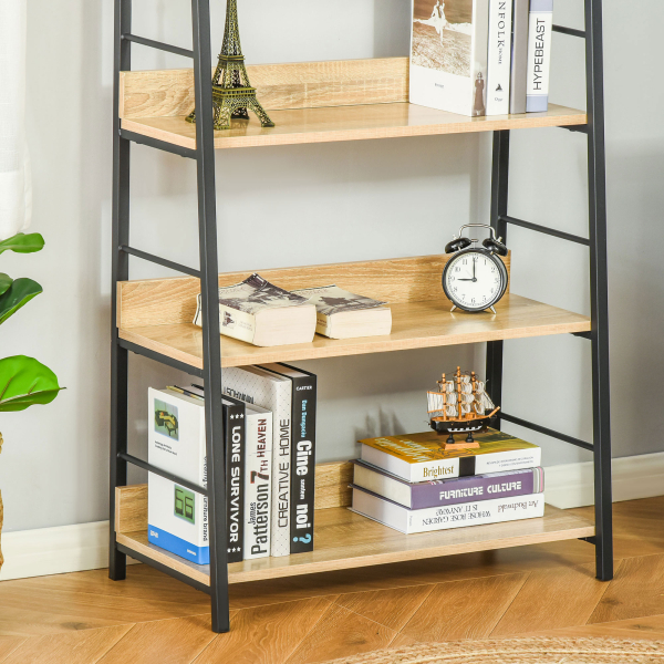 HOMCOM Estante de Estilo Industrial com 5 Níveis Estante de Sala de Estar para Livros com Estrutura de Metal 70x35x149,5 cm Natural - Image 9