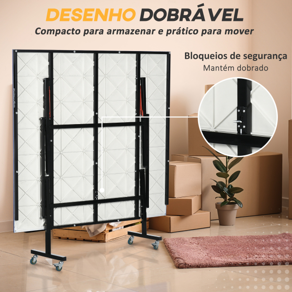 SPORTNOW Mesa de Ping Pong Dobrável com Rodas para Interior e Exterior Tamanho Padrão com Rede Raquetes e Bolas 274x152,5x76 cm Azul - Image 6