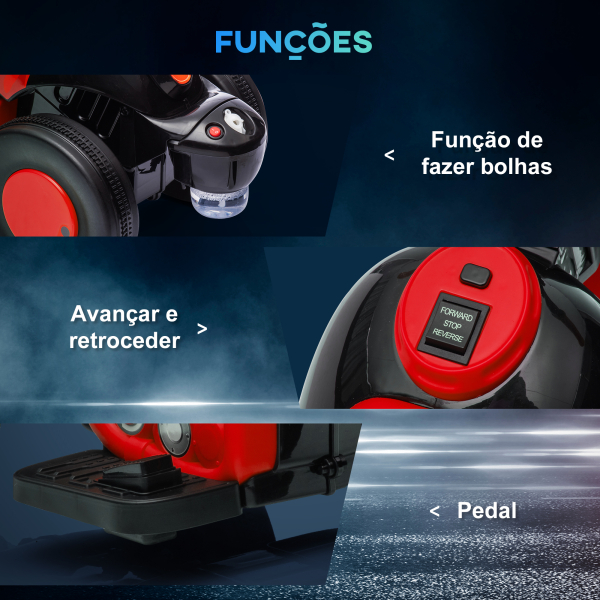 AIYAPLAY Mota Elétrica para Crianças Mota a Bateria 6V com Função de Bolhas Farol Música Motocicleta para Crianças com Velocidade 3km/h Carga 30 kg Vermelho - Image 6