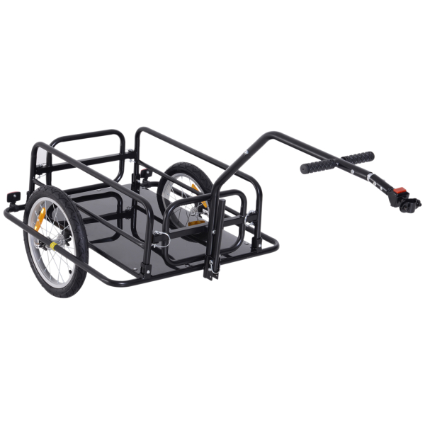 HOMCOM Reboque de Carga para Bicicleta Carrinho Dobrável para Bicicleta com 2 Rodas Refletores Carga 40 kg 155x71,5x77 cm Preto