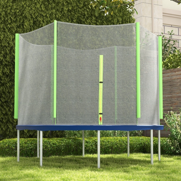 SPORTNOW Rede de Segurança para Trampolim Ø305 cm para Exterior e Porta com Fecho de Correr para 6 Postes Verde - Image 8