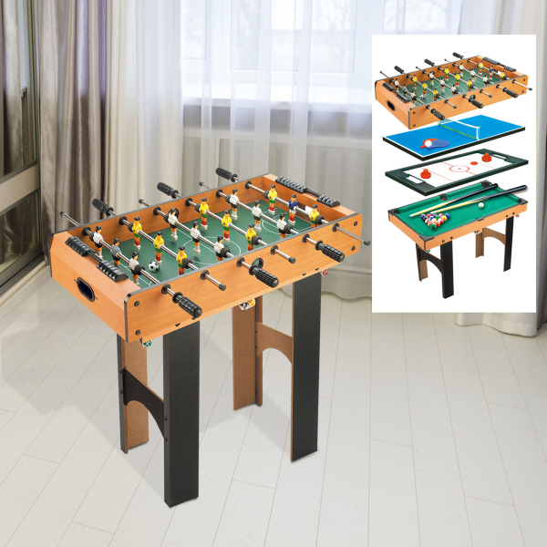 HOMCOM Mesa Multi-Jogos 4 em 1 Mesa de Jogos para Crianças acima de 6 Anos Matraquilho para Crianças Mesa de Bilhar Mesa de Ping-Pong 87x43x73 cm Madeira e Preto - Image 2