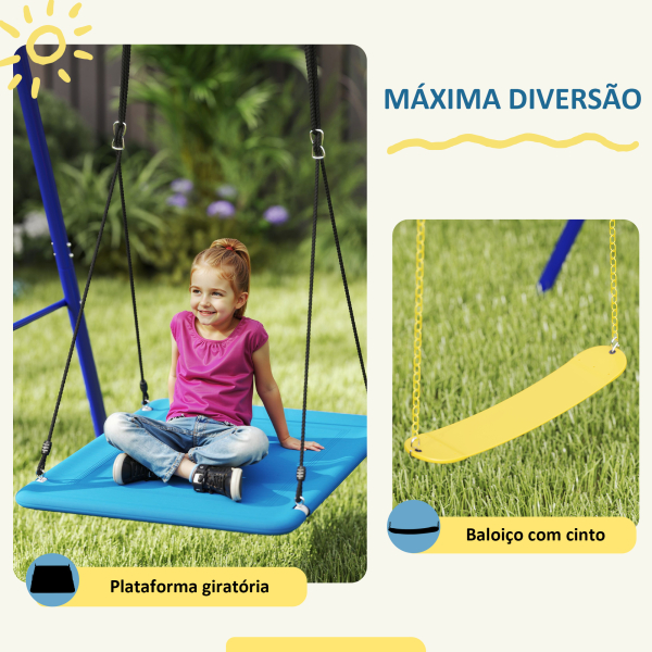 AIYAPLAY Conjunto de Baloiços para Crianças com 2 Baloiços Simples e 1 Baloiço Plataforma 365x180x184 cm Multicor - Image 4