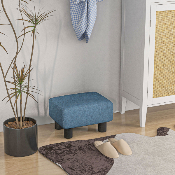 HOMCOM Apoio para os Pés de Sala de Estar Banco Retangular com Estrutura de Madeira para Sala de Estar 40x30x24 cm  Azul Escuro - Image 7