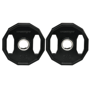 SPORTNOW Conjunto de 2 Discos de Pesos Olimpicos 5kg Ferro Fundido Placas de Peso com Orifício de 5cm Ø24x3,5 cm Preto