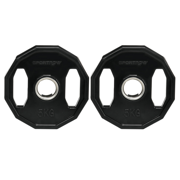 SPORTNOW Conjunto de 2 Discos de Pesos Olimpicos 5kg Ferro Fundido Placas de Peso com Orifício de 5cm Ø24x3,5 cm Preto