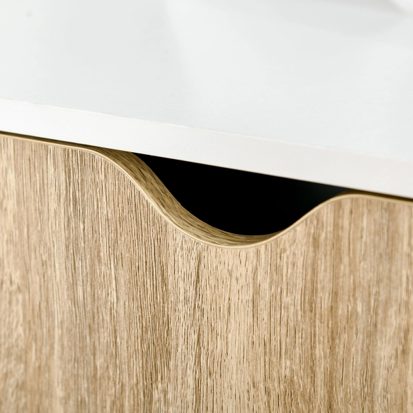 HOMCOM Estante em Forma de Escada de Madeira com 3 Prateleiras e 1 Armário Estante de Estilo Nórdico Moderno 60x40x171cm Carvalho e Branco - Image 8