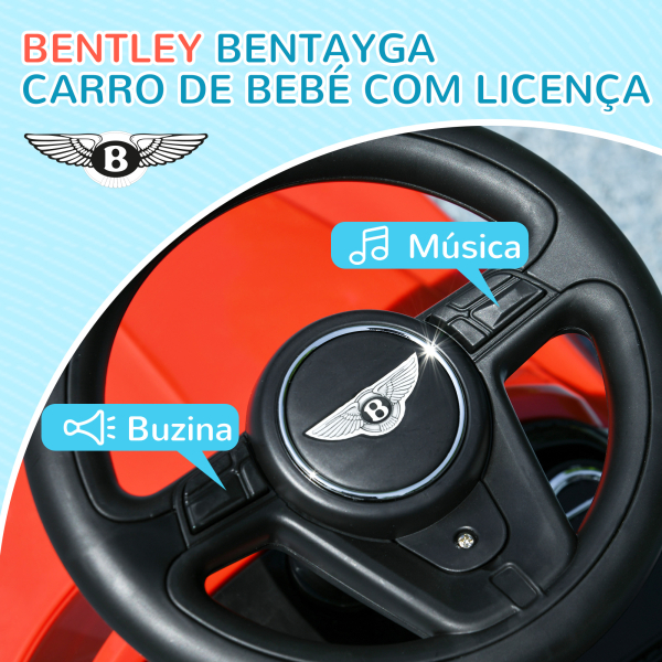 AIYAPLAY Carro Andador 3 em 1 com Licença Bentley Bentayga Carro Andador para Bebés com Guiador e Capô Desmontáveis Vermelho - Image 5