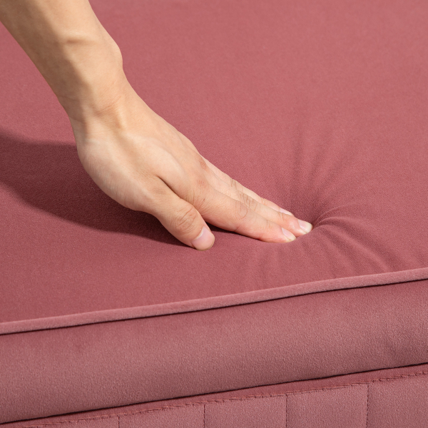 HOMCOM Banco Pé de Cama Estofado em Veludo Banco de Arrumação e Pés Dourado Banco para Entrada Dormitório 108x44x43,5 cm Rosa - Image 9