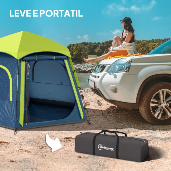 Outsunny Tenda de Campismo para 2-4 Pessoas Dobrável com Fácil Instalação e Bolsa de Transporte 280x240x155 cm Azul e Verde - Image 8