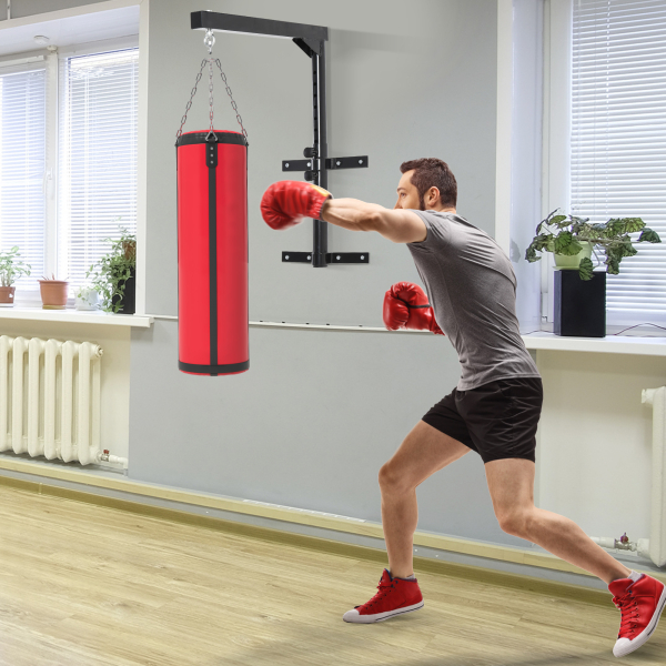 HOMCOM Suporte para Saco de Boxe Regulável Suporte para Boxe de Parede Carga Máxima 100kg 60-88x40x63 cm Preto - Image 2