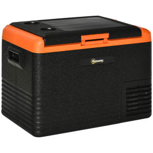 Outsunny Geleira Portátil Elétrica 40L 12V/24V até -20°C Mini Geleira com Ecrã LED Tátil para Campismo Viagens 58,7x36,5x43,8 cm Preto