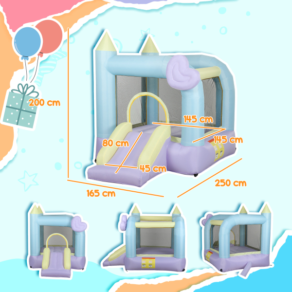 AIYAPLAY Castelo Insuflável  para Crianças com Escorrega Área de Salto e Bolsa de Transporte 250x165x200 cm Multicolor - Image 3
