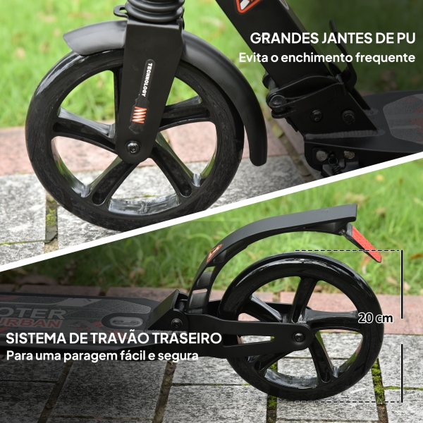 HOMCOM Trotinette dobravel com o guiador ajustável da altura trotinete para adultos e crianças acima de 14 anos carga 100 kg - Image 5
