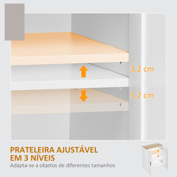 HOMCOM Armário de Sala de Estar Moderno Armário de Armazenamento com 2 Portas Prateleira Ajustável e Base Elevada 60x30x90 cm Branco - Image 5