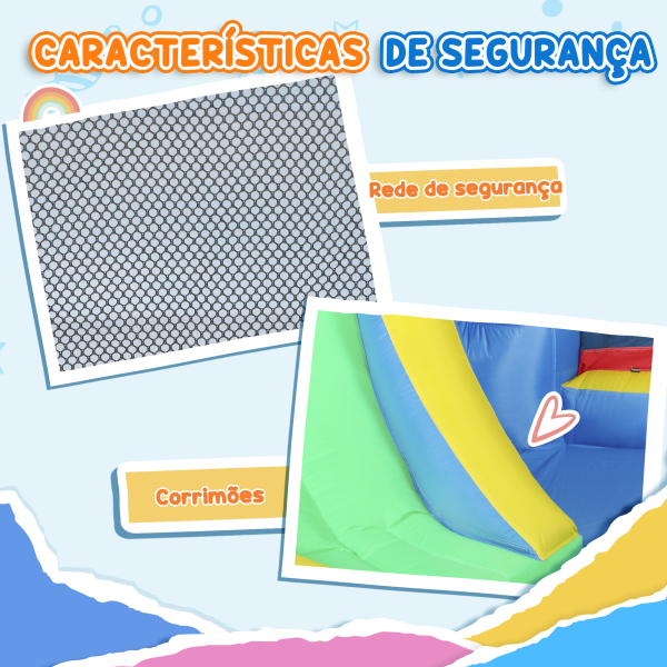 AIYAPLAY Castelo Insuflável 5 em 1 Parque Aquático Insuflável para Crianças com Escorrega Piscina Alvo e Cesta  385x290x180 cm Multicor - Image 6