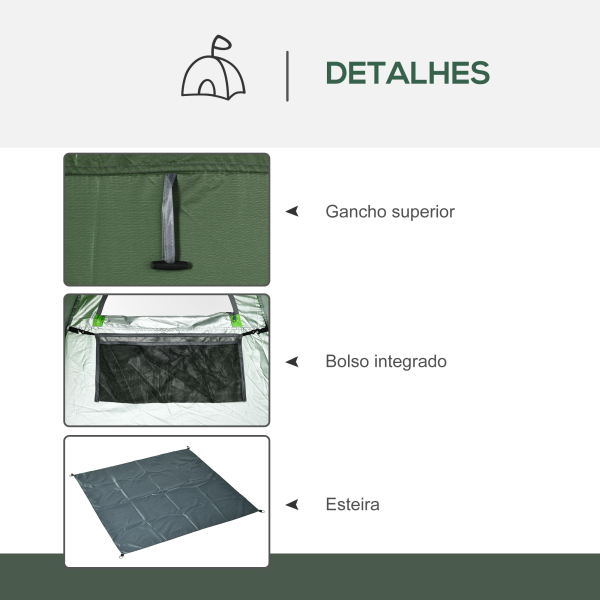 Outsunny Tenda de Duche Tenda de Privacidade Portátil com 1 Gancho Bolso Bolsa de Transporte e UV20+ 126x124x189 cm Verde - Image 6
