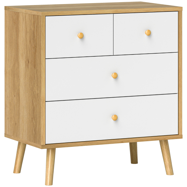 HOMCOM Cômoda de 4 Gavetas com Puxadores de Madeira Cómoda Estreita para Sala Corredor 60x35x65 cm Madeira e Branco - Image 9
