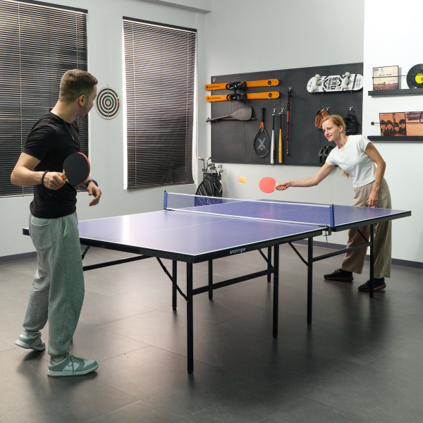 HOMCOM Mesa Dobrável de Ping Pong com Rede 152,5x274x76cm Tênis de Mesa e Material em Aço e MDF na cor Azul - Image 2