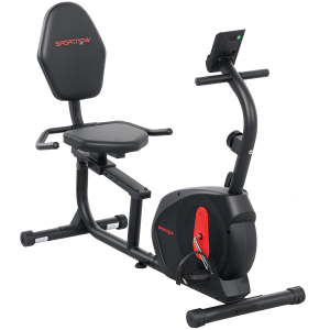 SPORTNOW Bicicleta Estática Silenciosa de 8 Níveis de Resistência Magnética com Assento Ajustável Ecrã LCD 103-139x61x100,5 cm Preto