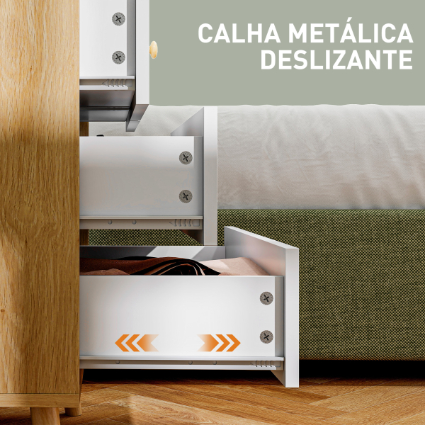 HOMCOM Cômoda de 4 Gavetas com Puxadores de Madeira Cómoda Estreita para Sala Corredor 60x35x65 cm Madeira e Branco - Image 6
