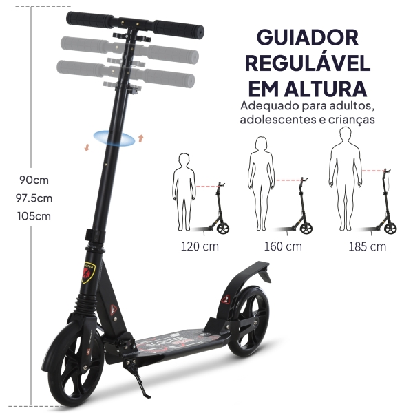 HOMCOM Trotinette dobravel com o guiador ajustável da altura trotinete para adultos e crianças acima de 14 anos carga 100 kg - Image 4