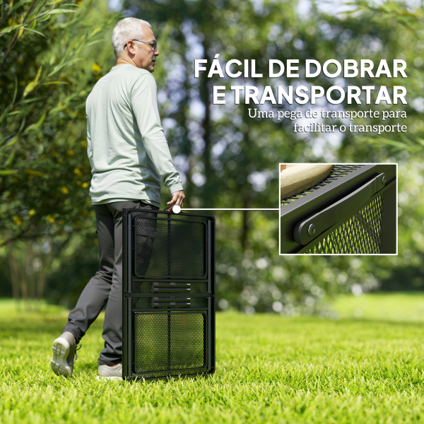 Outsunny Mesa Dobrável Campismo de Alumínio 137x62x67 cm com Laterais Abatíveis Altura Ajustável Bancada Metálica de Grade Preto - Image 8