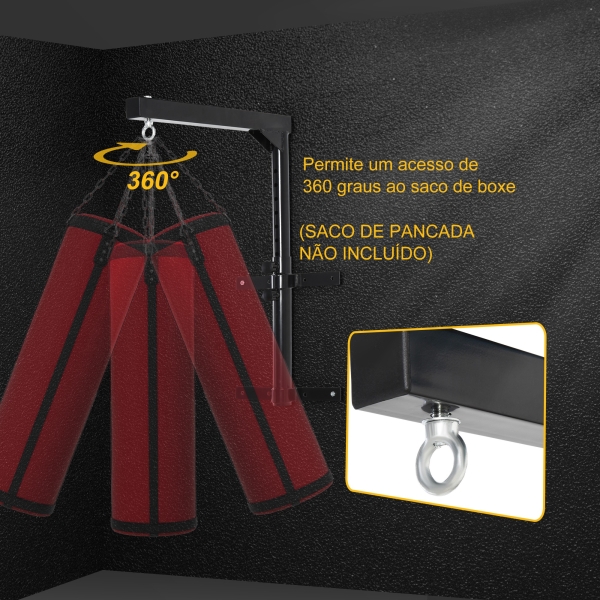 HOMCOM Suporte para Saco de Boxe Regulável Suporte para Boxe de Parede Carga Máxima 100kg 60-88x40x63 cm Preto - Image 6