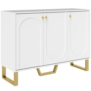 HOMCOM Aparador de 3 Portas Aparador Moderno para Sala de Estar com Prateleiras Ajustáveis Móvel para TV até 50 Polegadas 106,5x35x77,5 cm Branco
