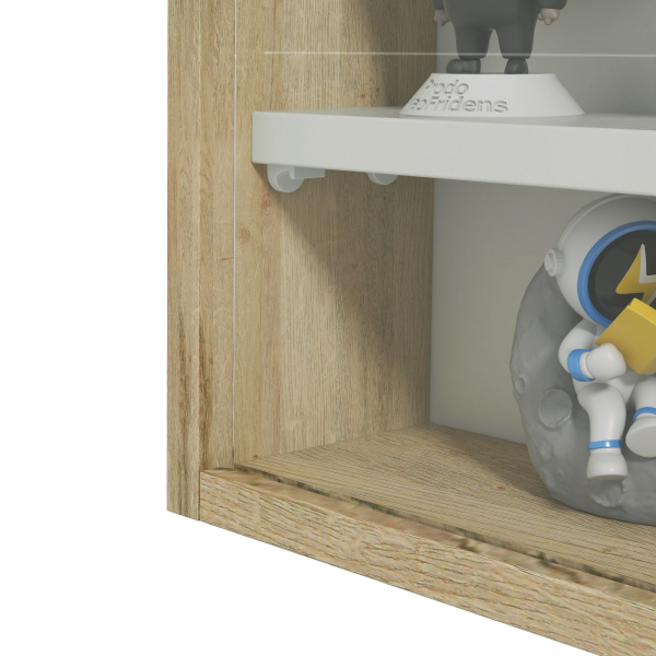HOMCOM Vitrine de Parede de Madeira com Prateleiras Ajustáveis e 2 Portas Corredeiras de Vidro para Coleções Perfumes 80x9,5x60cm Madeira e Branco - Image 9
