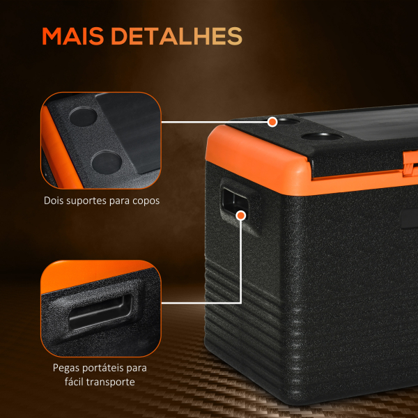 Outsunny Geleira Portátil Elétrica 40L 12V/24V até -20°C Mini Geleira com Ecrã LED Tátil para Campismo Viagens 58,7x36,5x43,8 cm Preto - Image 7