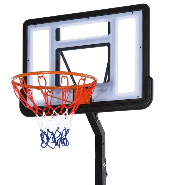 HOMCOM Tabela de Basquetebol Portátil Ajustável em Altura com Base Recarregável para Crianças e Adultos 86x165x302-352 cm Preto - Image 8