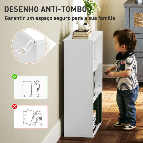 HOMCOM Estante de 3 Níveis Estante para Livros com 2 Prateleiras Ajustáveis para Sala de Estar Escritório Quarto 60x24x80 cm Branco - Image 6