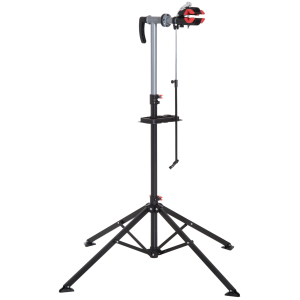HOMCOM Suporte para Reparação de Bicicleta com Suporte para Ferramentas Altura Ajustável e Giratório 100x100x109-180 cm Preto