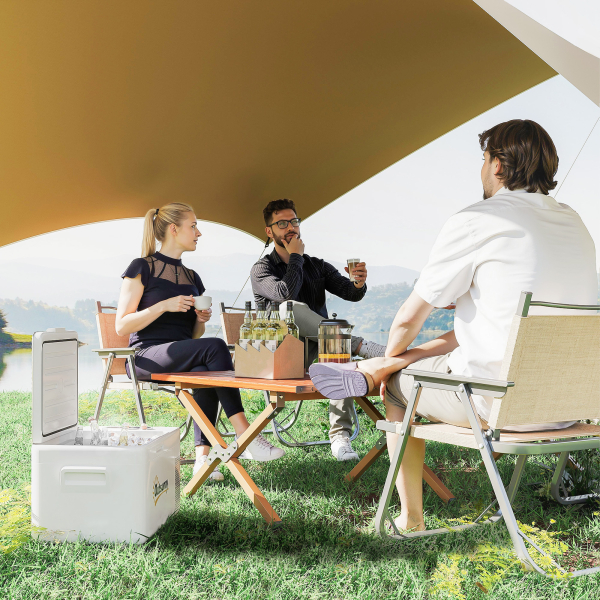 Outsunny Geleira Portátil Elétrica 16,8L 12V-220V Mini Geleira com Compressor Luz LED Ecrã Digital Modos ECO e MAX de -20℃ a +20℃ 59x32x26 cm Creme - Image 2