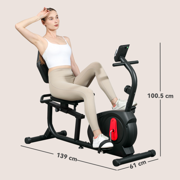 SPORTNOW Bicicleta Estática Silenciosa de 8 Níveis de Resistência Magnética com Assento Ajustável Ecrã LCD 103-139x61x100,5 cm Preto - Image 3