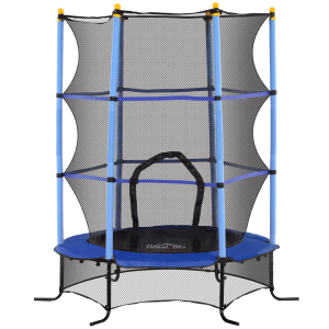 HOMCOM Trampolim para Crianças com Rede de Segurança e Estrutura de Aço para Interiores e Exteriores Carga 50 kg Ø163x190 cm Azul