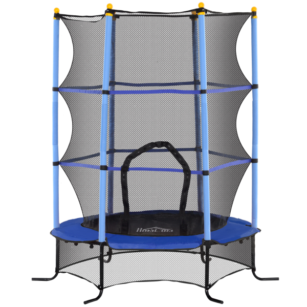 HOMCOM Trampolim para Crianças com Rede de Segurança e Estrutura de Aço para Interiores e Exteriores Carga 50 kg Ø163x190 cm Azul