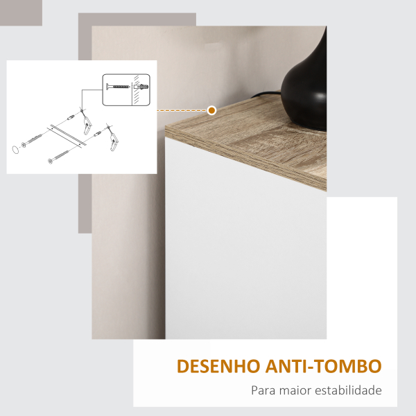HOMCOM Armário de Sala de Estar Moderno Armário de Armazenamento com 2 Portas Prateleira Ajustável e Base Elevada 60x30x90 cm Branco - Image 6