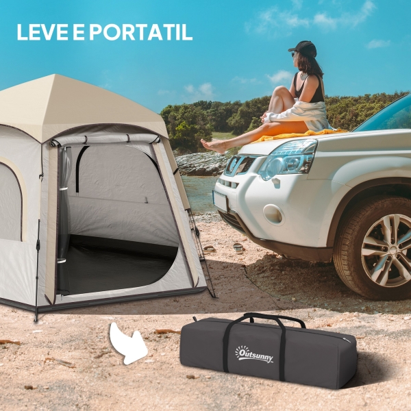 Outsunny Tenda de Campismo para 2-4 Pessoas Dobrável com Fácil Instalação e Bolsa de Transporte 280x240x155 cm Branco e Bege - Image 8