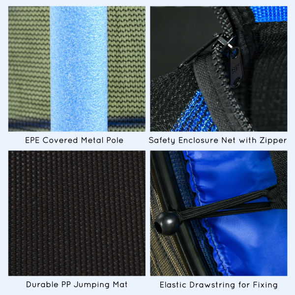 HOMCOM Trampolim para Crianças com Rede de Segurança e Estrutura de Aço para Interiores e Exteriores Carga 50 kg Ø163x190 cm Azul - Image 8