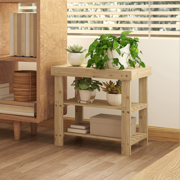 HOMCOM Banco Sapateira de Bambu Organizador de Sapatos com 2 Prateleiras para 4 Pares de Sapatos 50x28x45 cm Madeira - Image 8