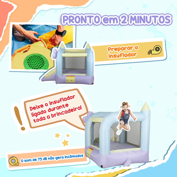 AIYAPLAY Castelo Insuflável  para Crianças com Escorrega Área de Salto e Bolsa de Transporte 250x165x200 cm Multicolor - Image 7