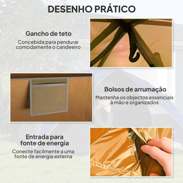 Outsunny Tenda de Campismo para 2-4 Pessoas Dobrável com Bolsa de Transporte Fácil Instalação 205x275x135 cm Laranja e Cinza - Image 7