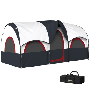 Outsunny Tenda de Campismo Familiar Tipo Túnel para 4-6 Pessoas Impermeável 3.000 mm Dobrável 435x251x195 cm Cinzento Escuro