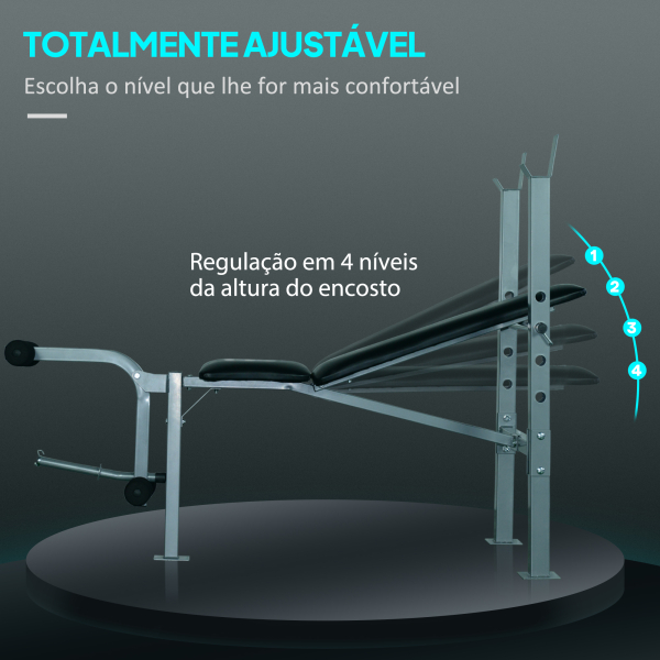 HOMCOM Banco de Musculação máquina de fitness com encosto ajustável 165x68x114cm Preto - Image 5