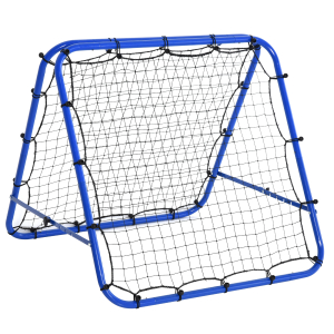 HOMCOM Rede de rebote dobrável para treinamento rebotador ajustável em 5 níveis em ângulo com tubo de aço 100x95x90 cm azul