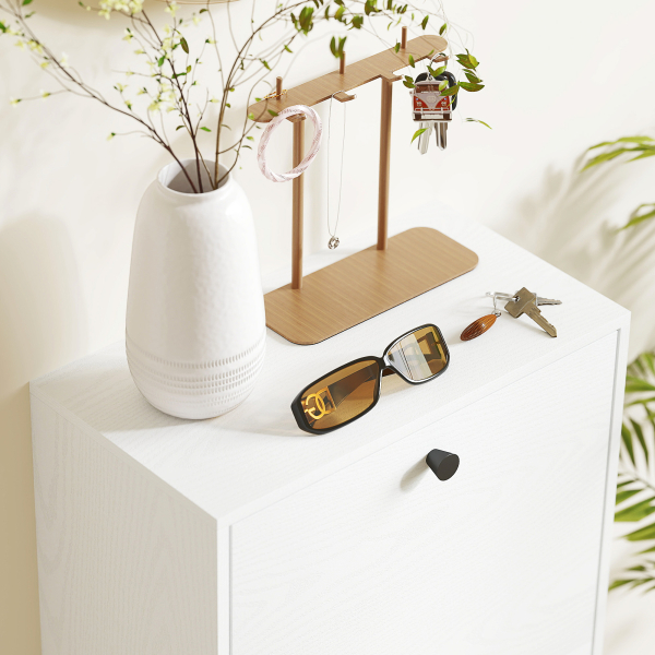 HOMCOM Sapateira Estreita com 3 Portas Sapateira para Entrada com Prateleiras Ajustáveis para 12 Pares de Sapatos 47x28x115 cm Branco - Image 9
