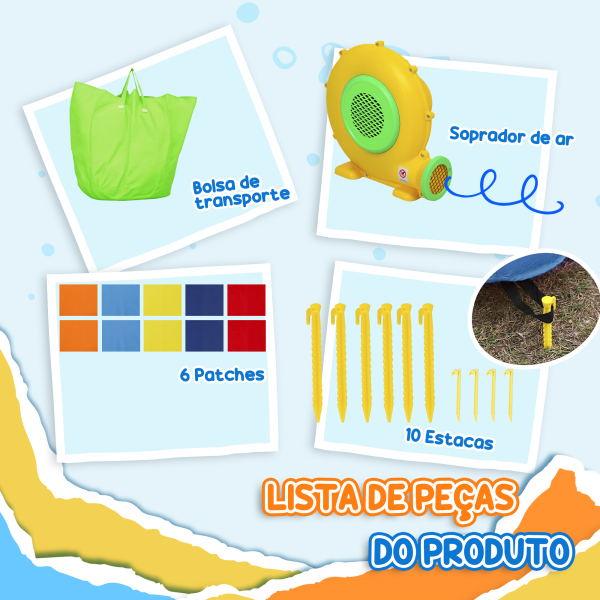AIYAPLAY Castelo Insuflável 4 em 1 para Crianças com Escorrega Piscina de Bolas Cesto e Saco de Transporte 415x205x190 cm Multicor - Image 9