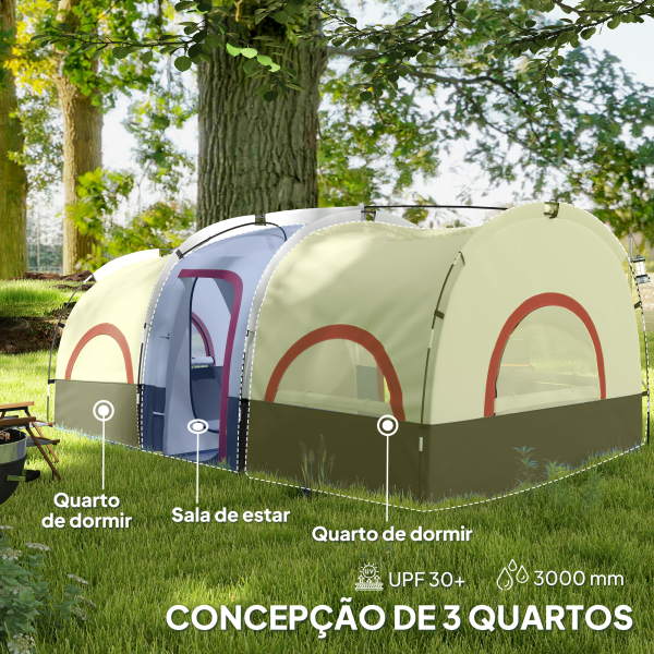 Outsunny Tenda de Campismo Familiar Tipo Túnel para 4-6 Pessoas Impermeável 3.000 mm Dobrável 435x251x195 cm Cinzento Escuro - Image 4